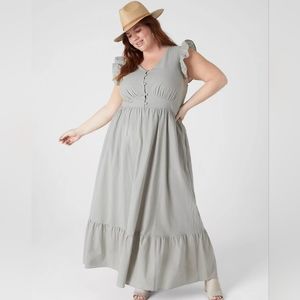 Sage Flutter Sleeve Dress